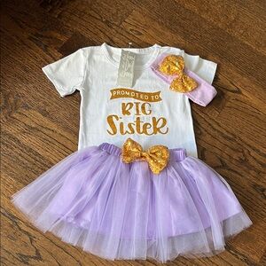Big Sister Outfit with Purple Tutu and Gold Accents